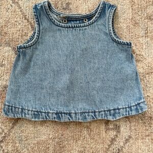 Denim Sleeveless Scalloped Hem Top